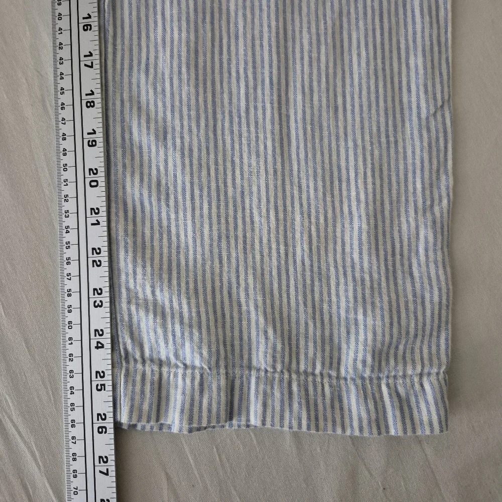 Reformation Womens Sz 0 Pinstripe 100% Linen Wide Leg Pants Resort Beachy Pleat‎
